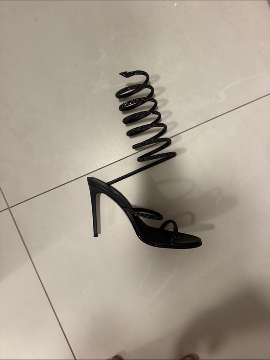 Rene Caovilla Shoes - Rene Caovilla Black Spiral Wrap Stiletto Sandals